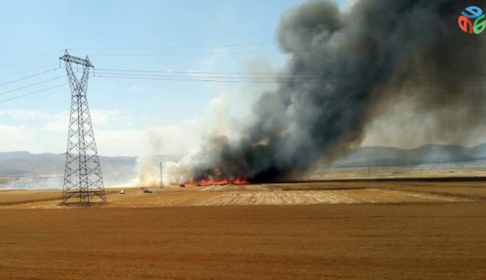 Gaziantep’te buğday ekili arazide yangın