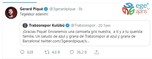 Gerard Pique, Trabzonspor’a teşekkür etti