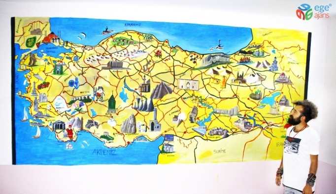 Sınırdaki okula Türkiye haritasını çizdi