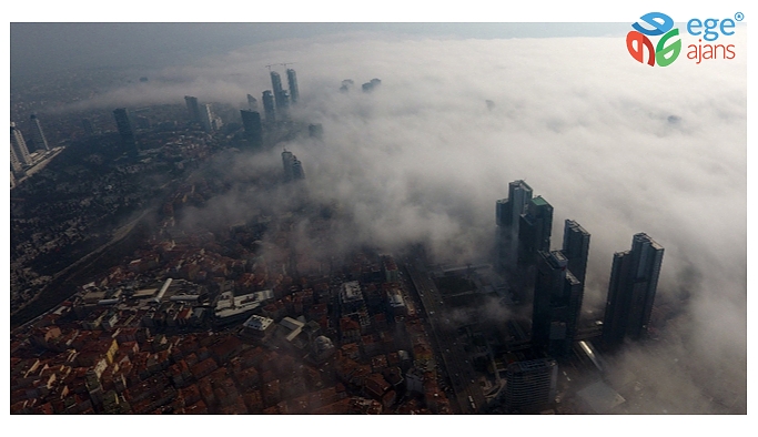 (Özel) Sisler altında kalan İstanbul havadan görüntülendi