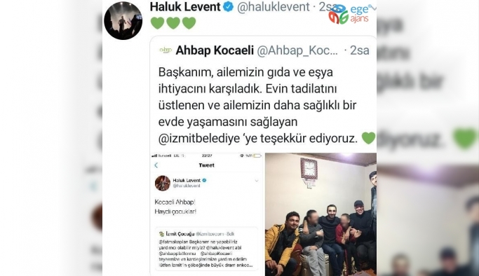 Haluk Levent ve AHBAP’tan İzmit Belediyesi’ne teşekkür