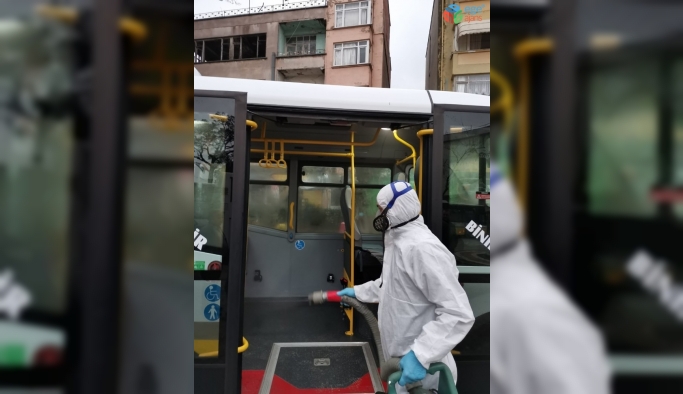 Gemlik otobüslerinde korona virüse karşı ilaçlama