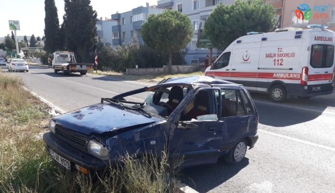 İzmir’de hafriyat kamyonu ile otomobil çarpıştı: 2 yaralı