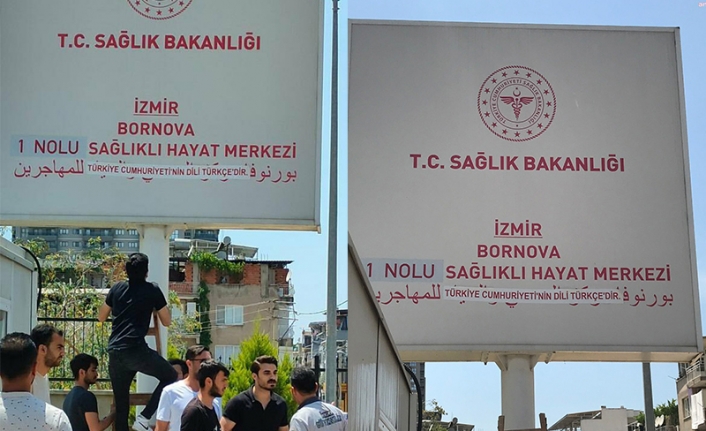 İzmir'de 'Arapça tabela' protestosu
