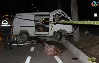 Kontrolden çıkan minibüs refüjdeki ağaca çarptı:...