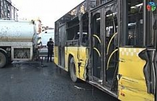 (Özel) Sultangazi’de su tankeriyle halk otobüsünün...